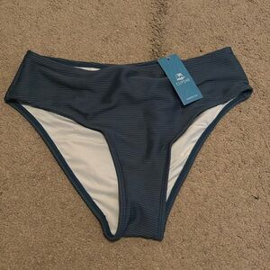 *NWT* Cupshe Brazilian Obsession Mid Rise Hipster Bikini Bottoms Blue Size Small